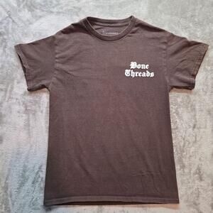 BrandMakers Bone Threads Shirt Mens S Brown Snake Skull Flames Graphic T-Shirt